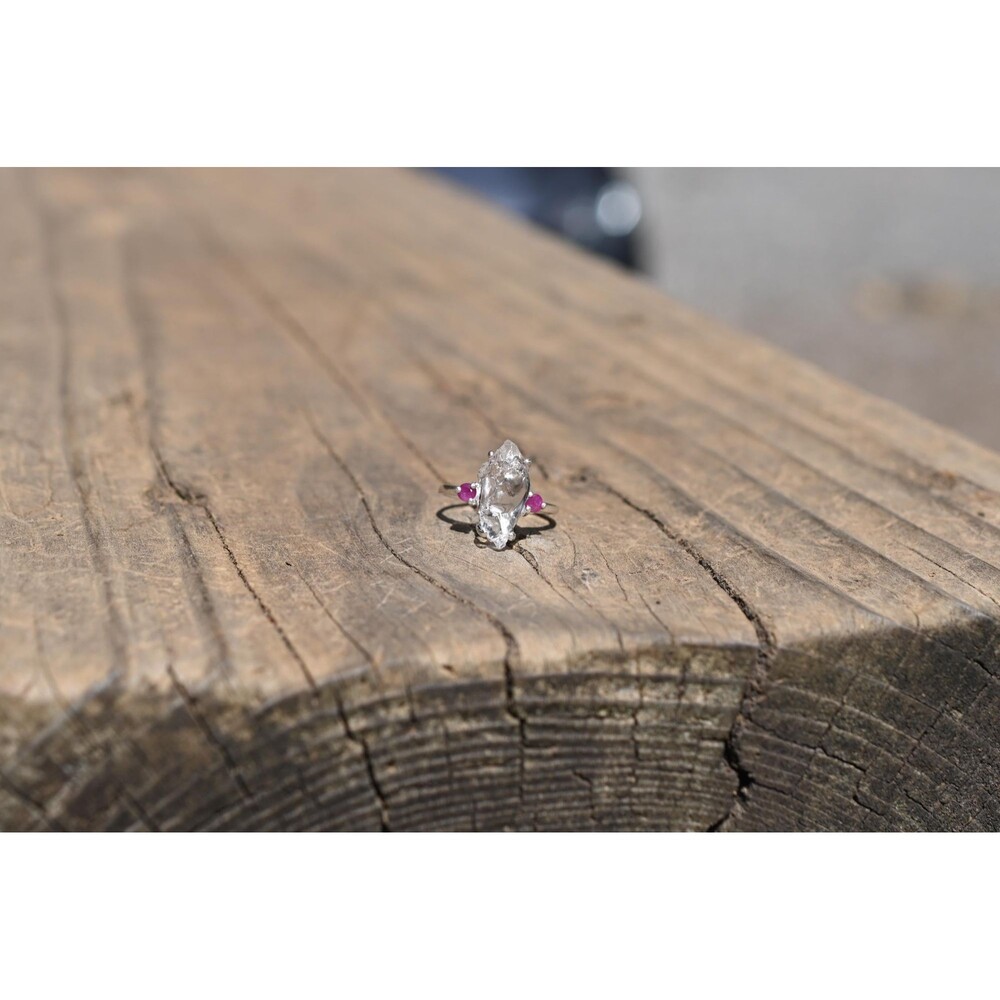 Raw Lake County Diamond and ruby  Engagement Ring